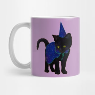 Halloween Black Kitten Dressed In Wizard Costume Mug